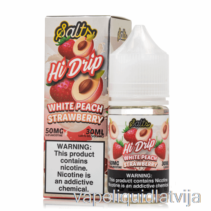 Balto Persiku Zemeņu - Hi-drip Salts - 30ml 50mg Vape šķidrums